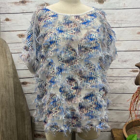 Andrew Marc Fuzzy Distressed Patriotic Election Day Shirt L 4th of July America - Picture 3 of 10